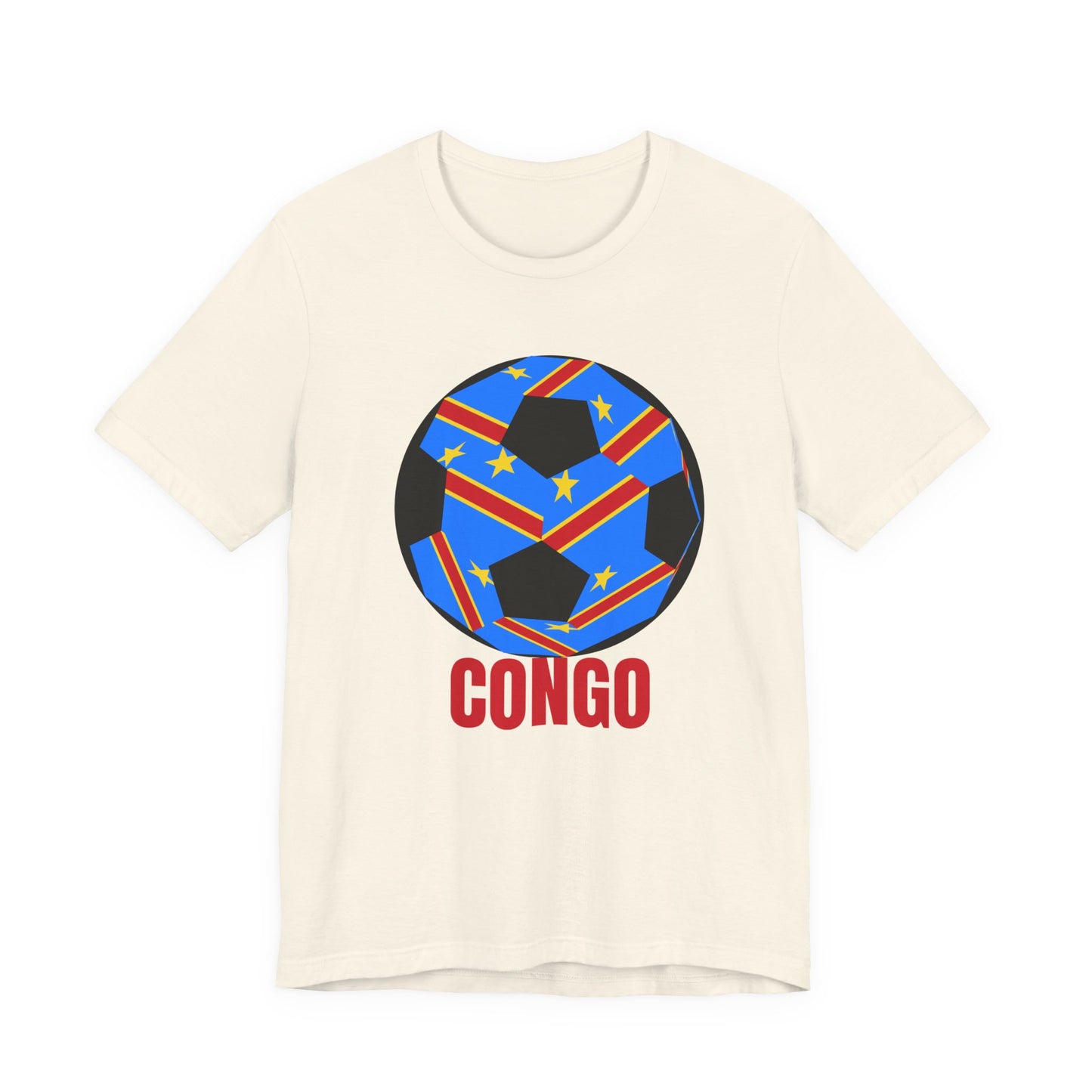 Congo Fan Specialty Soccer Ball Design T Shirt Red Text