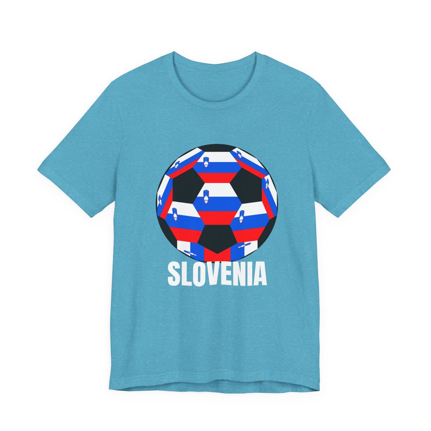 Slovenia Fan Specialty Soccer Ball Design T Shirt White Text