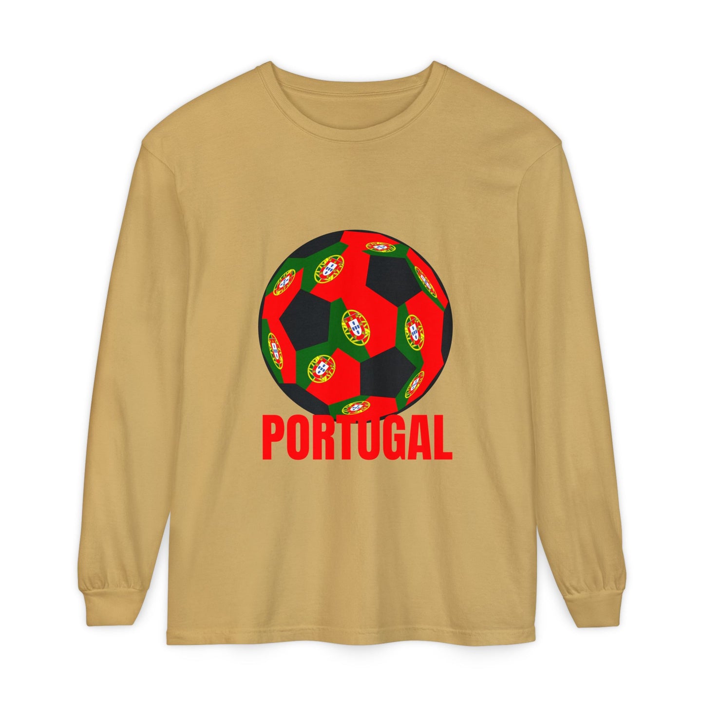 Portugal Fan Specialty Soccer Ball Design Long Sleeve Tee