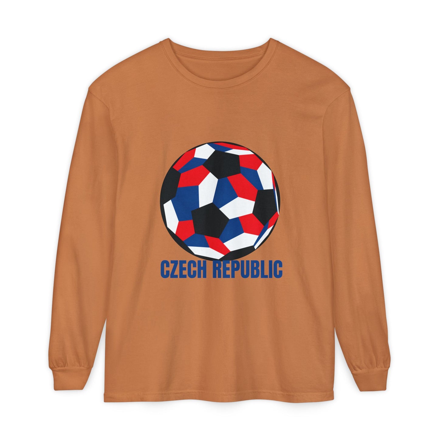 Czech Republic Fan Specialty Soccer Ball Design Long Sleeve T-Shirt