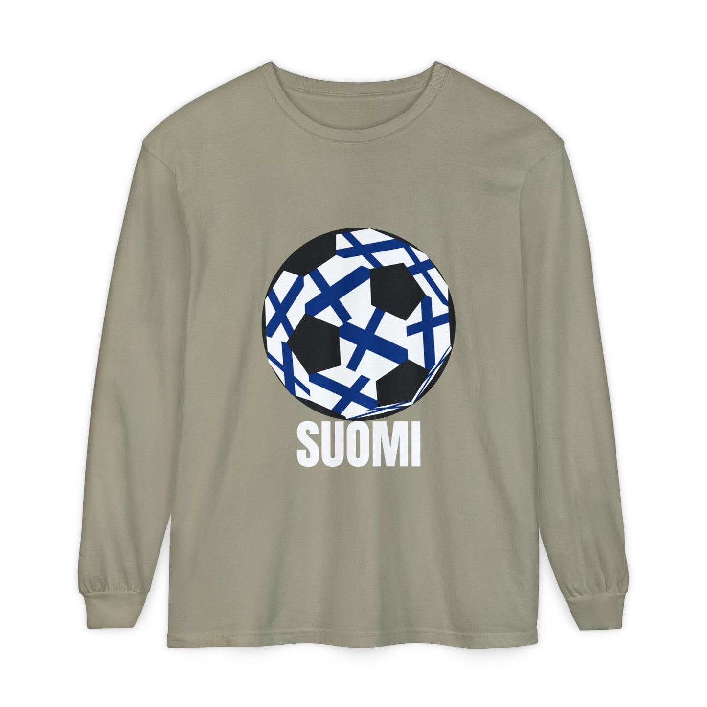 Suomi Fan Specialty Soccer Ball Design Long Sleeve Tee