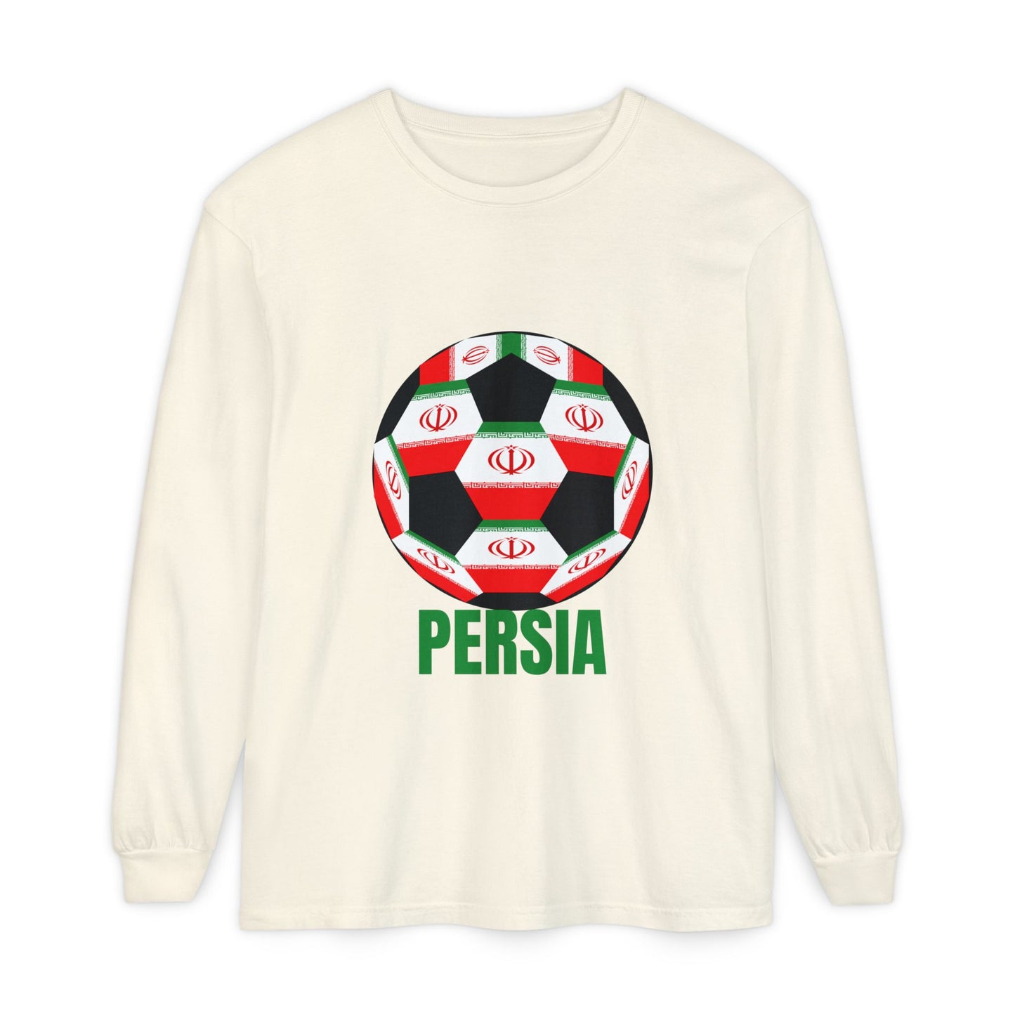 Persia Fan Specialty Soccer Ball Design Long Sleeve Tee