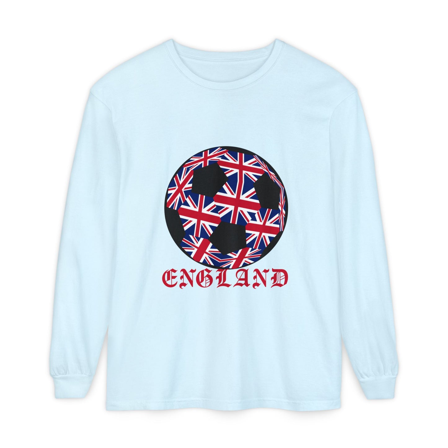 Old English Style Specialty Soccer Ball Design Long Sleeve Tee
