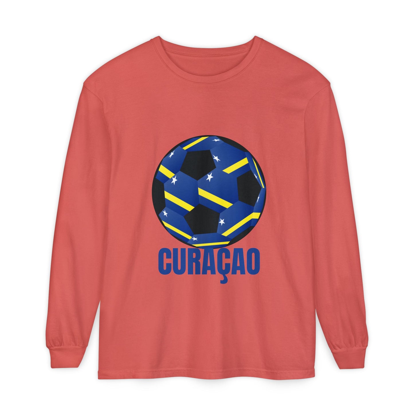 Curacao Fan Specialty Soccer Ball Design Long Sleeve Shirt