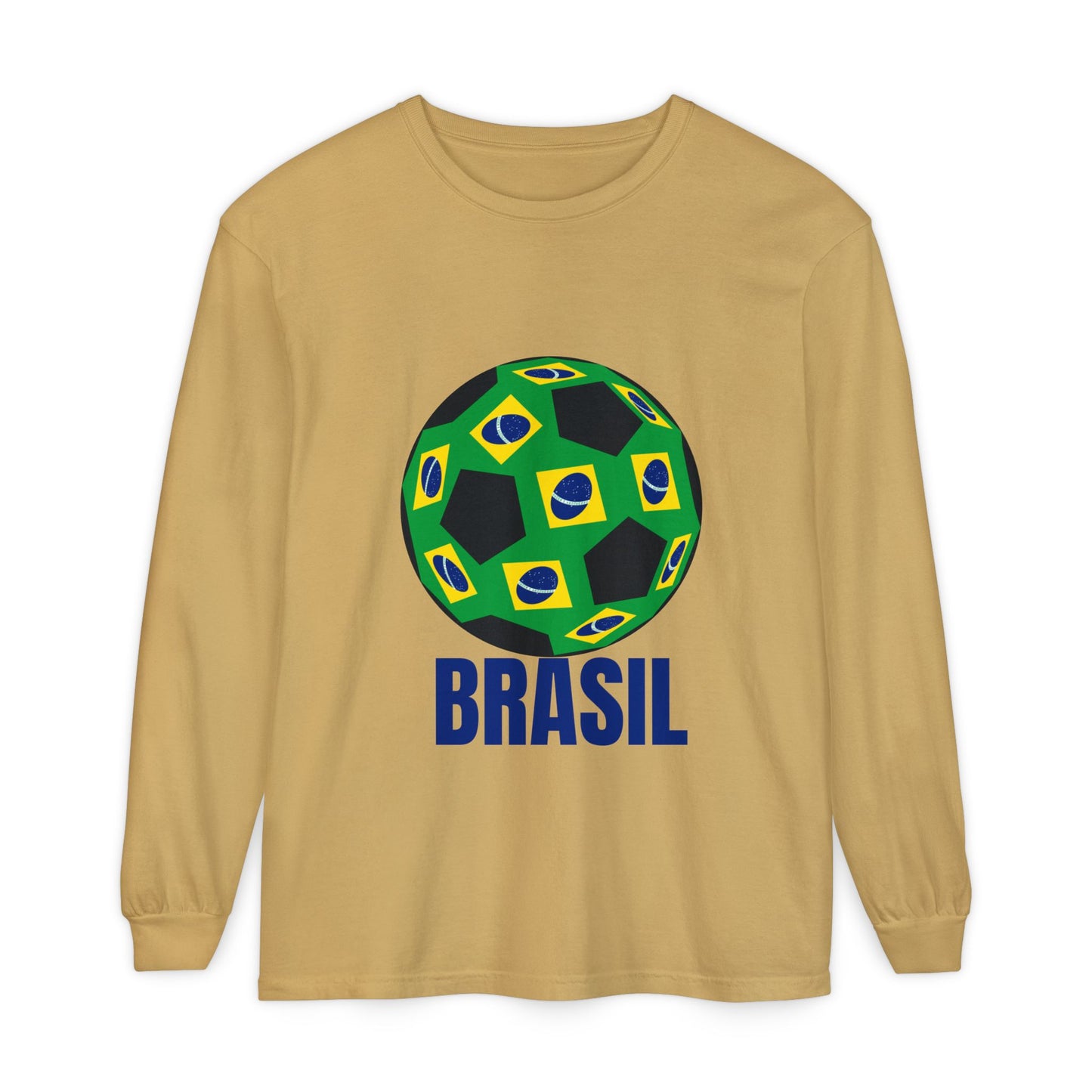 Brasil Fan Specialty Soccer Ball Design Long Sleeve T Shirt