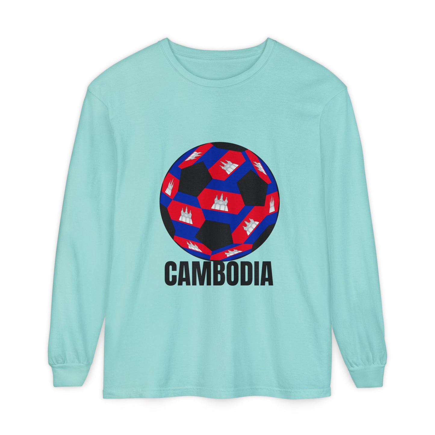 Cambodia Fan Specialty Soccer Ball Design Long Sleeve Tee