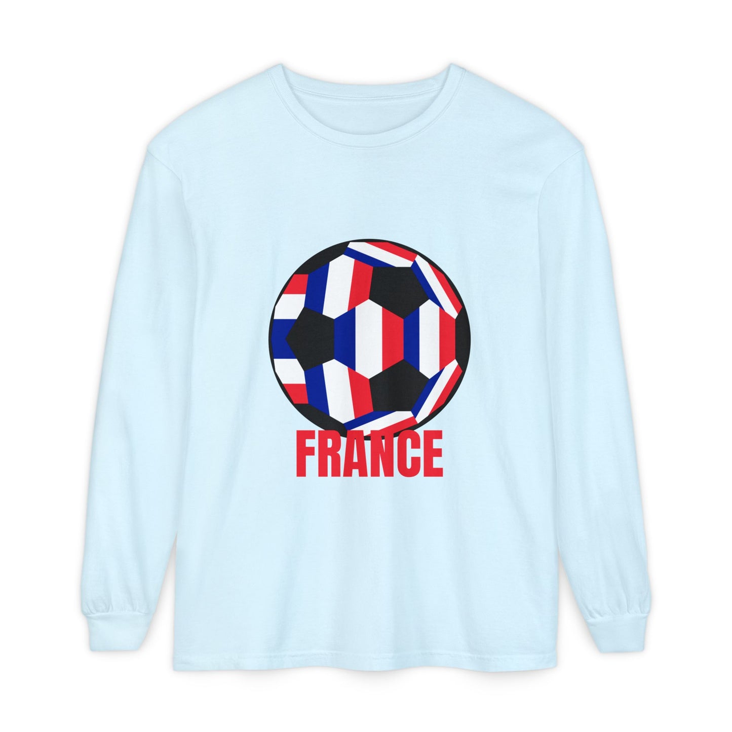 France Fan Specialty Soccer Ball Design Long Sleeve Tee