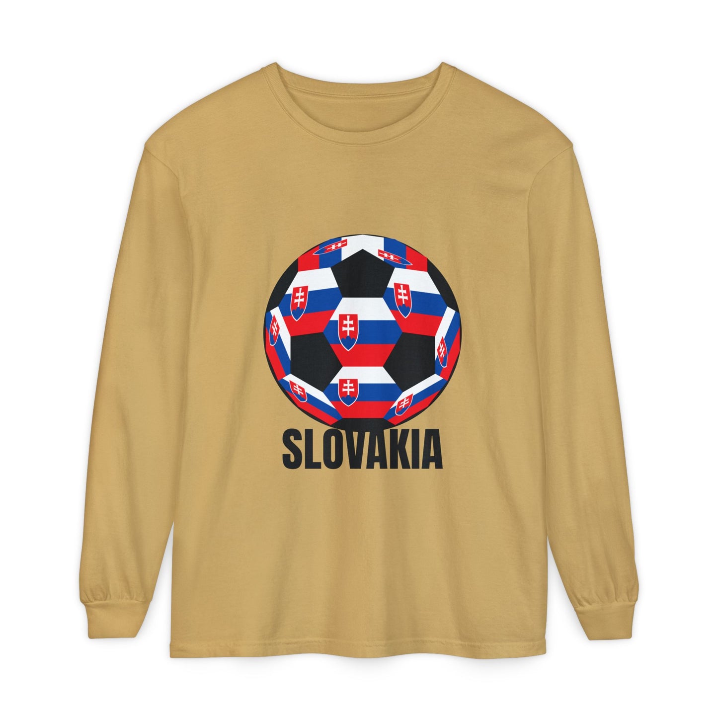 Slovakia Fan Specialty Soccer Ball Design T Shirt Long Sleeve T‑Shirt