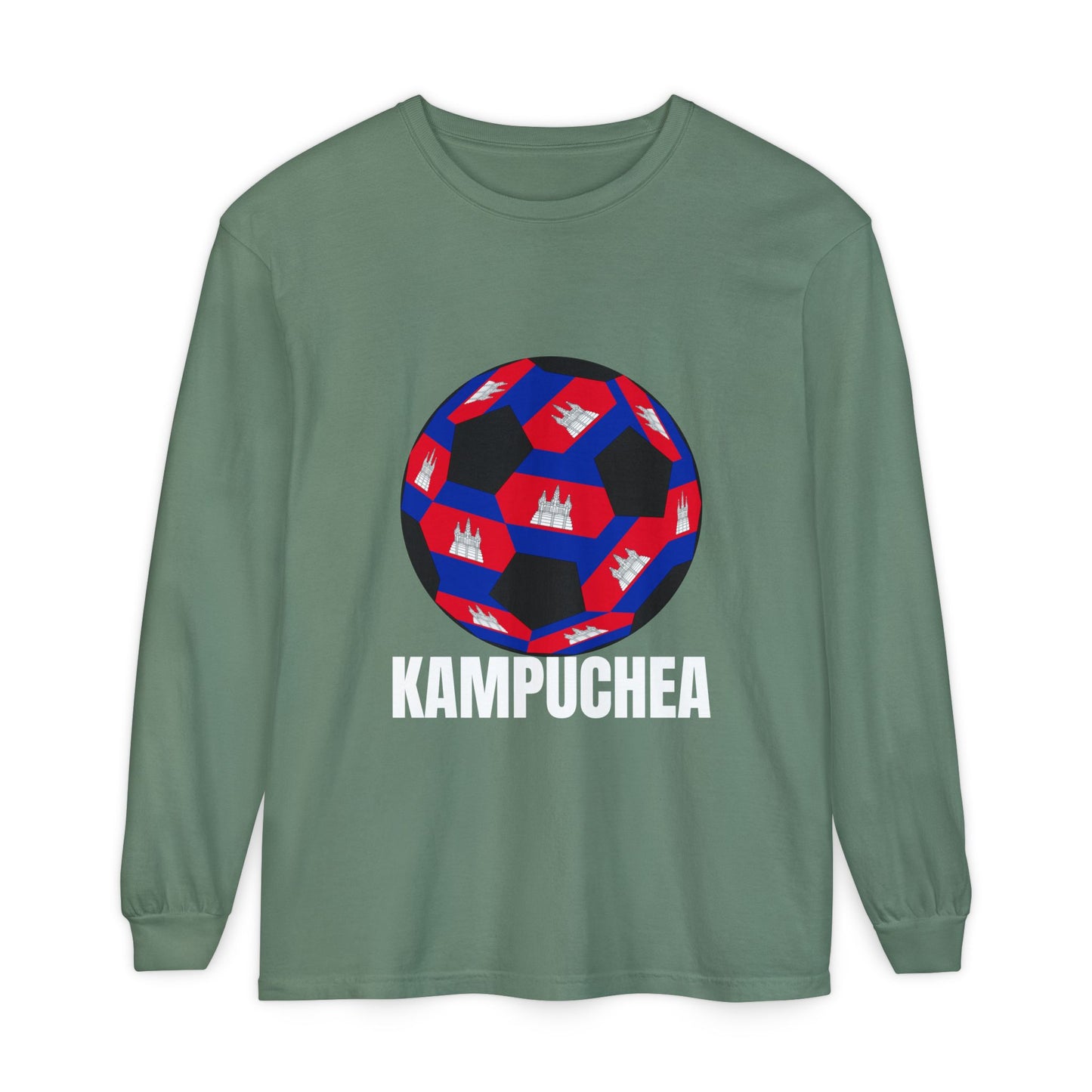 Kampuchea Fan Specialty Soccer Ball Design Long Sleeve Tee