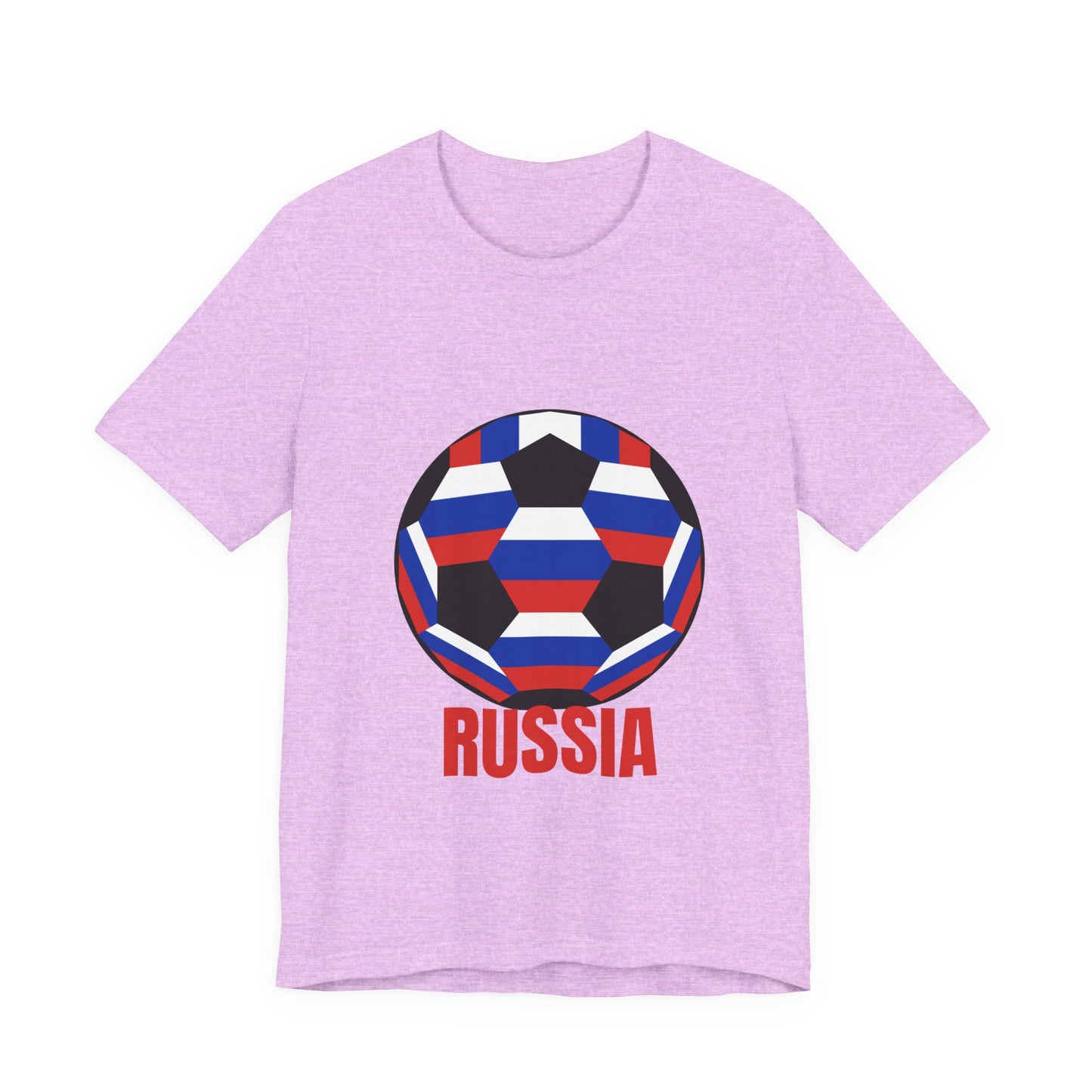 Russia Fan Specialty Soccer Ball Design T Shirt Red Text