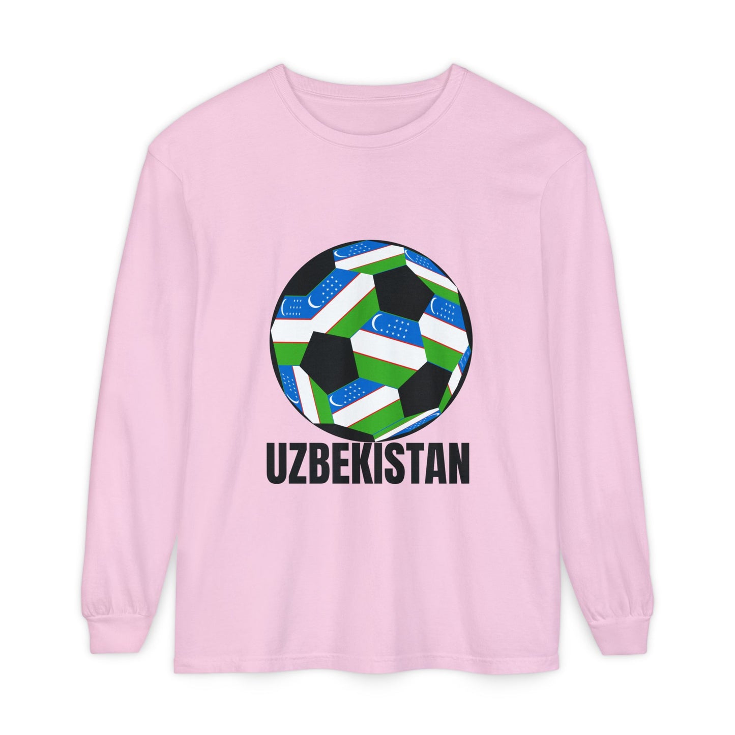 Uzbekistan Fan Specialty Soccer Ball Design Long Sleeve Tee