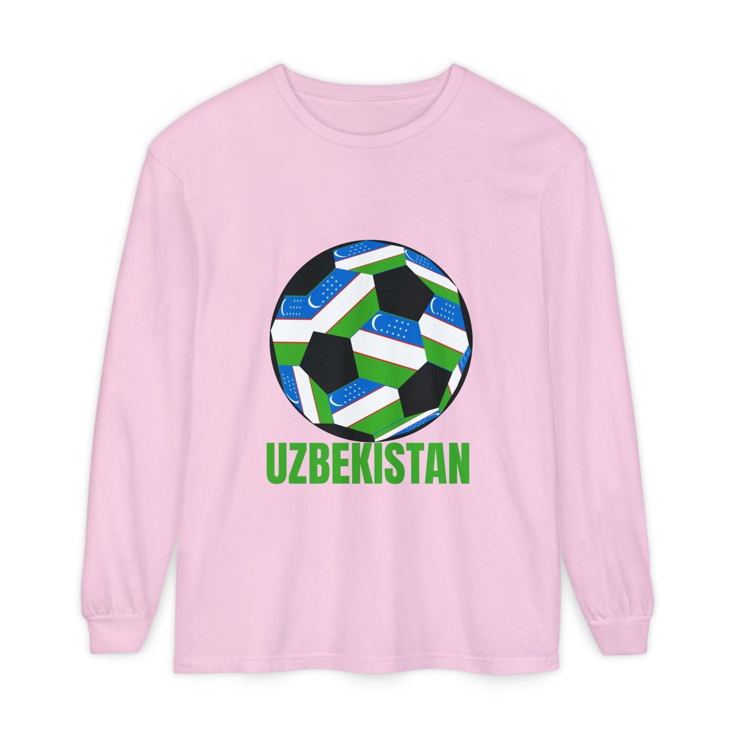 Uzbekistan Fan Specialty Soccer Ball Design Long Sleeve Tee