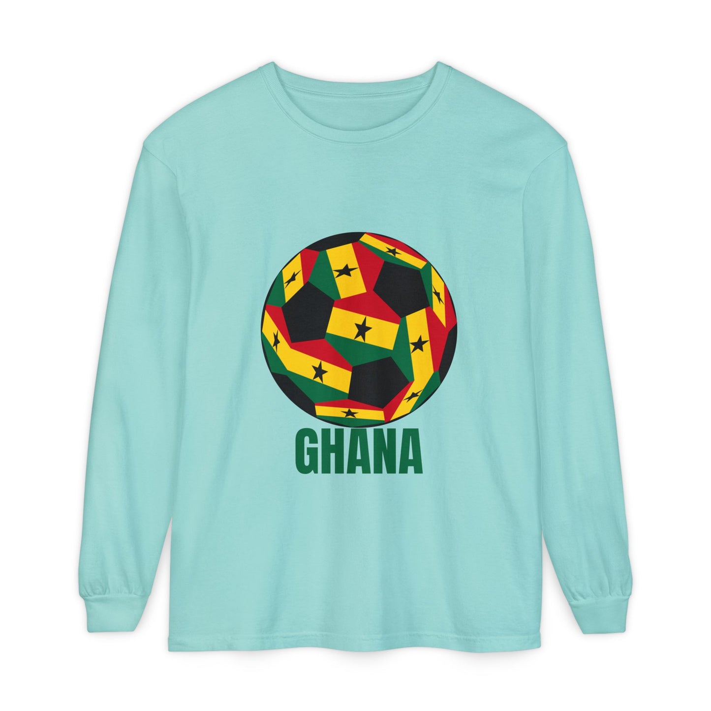 Ghana Fan Specialty Soccer Ball Design Long Sleeve Tee