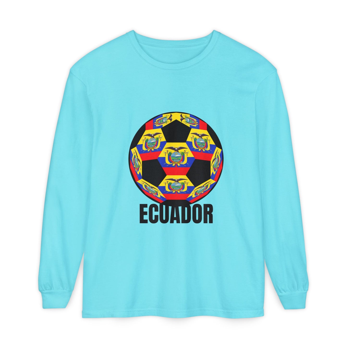 Ecuador Fan Specialty Soccer Ball Design Ball Long Sleeve Tee