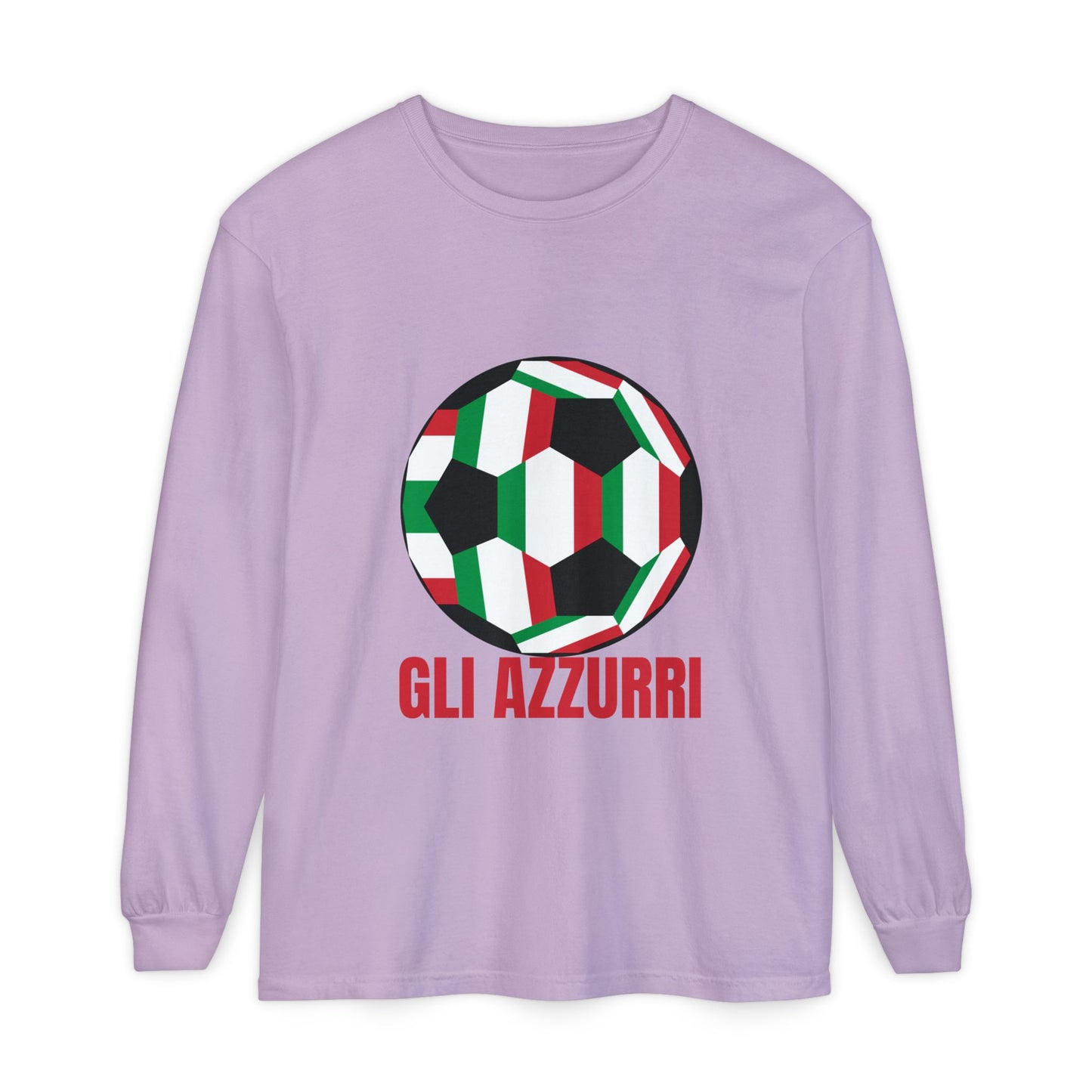 Gli Azzurri Fan Specialty Soccer Ball Design Long Sleeve Tee