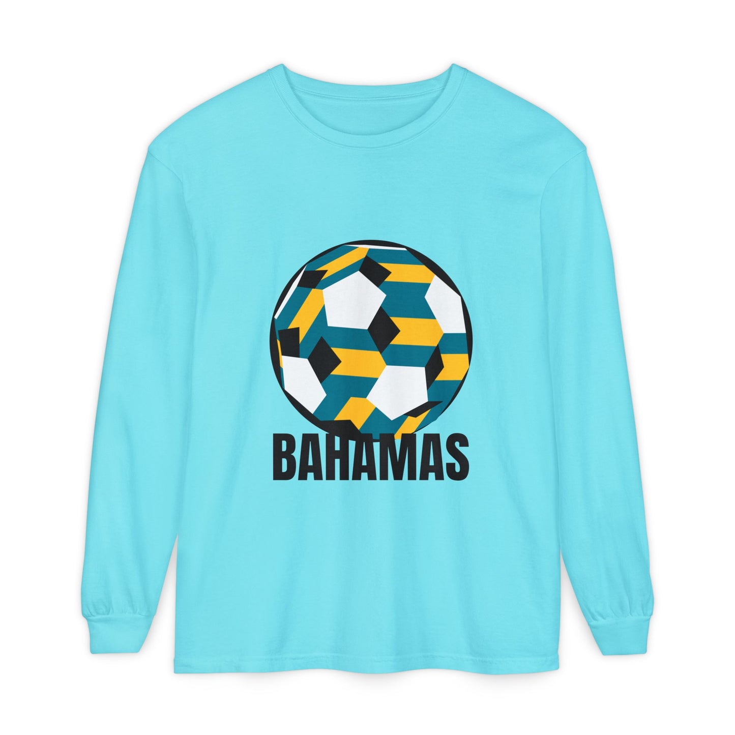 Bahamas Fan Specialty Soccer Ball Design Long Sleeve Shirt
