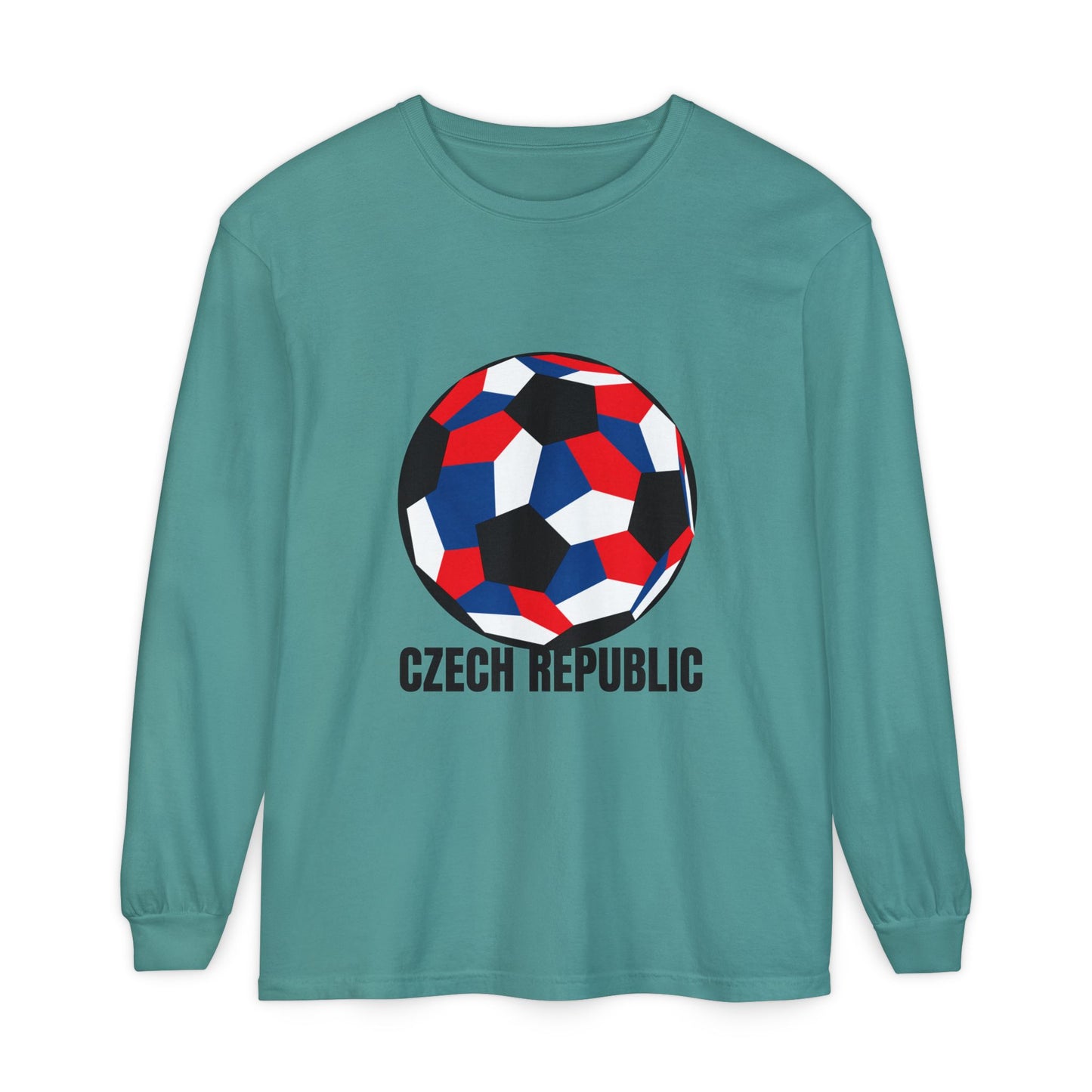 Czech Republic Fan Specialty Soccer Ball Design Long Sleeve Tee