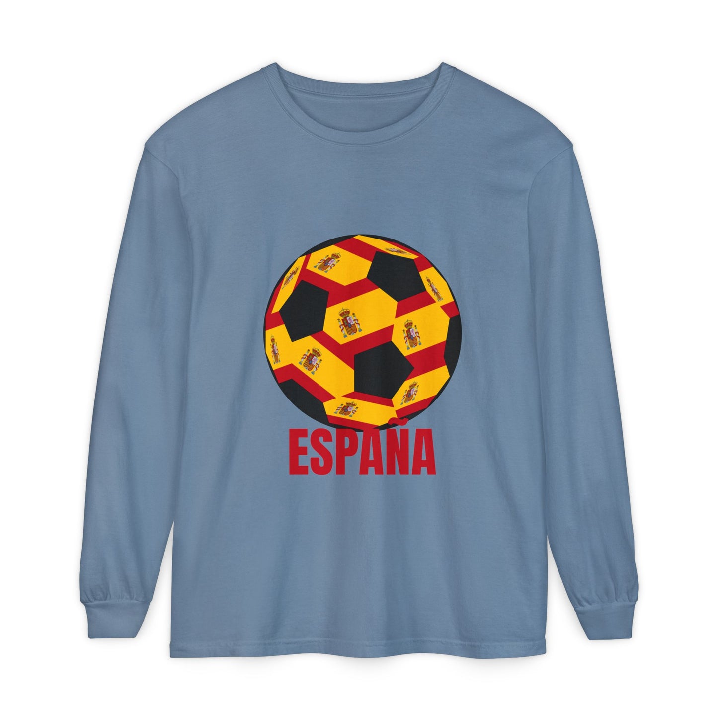 España Soccer Ball Design Long Sleeve Shirt Red Text
