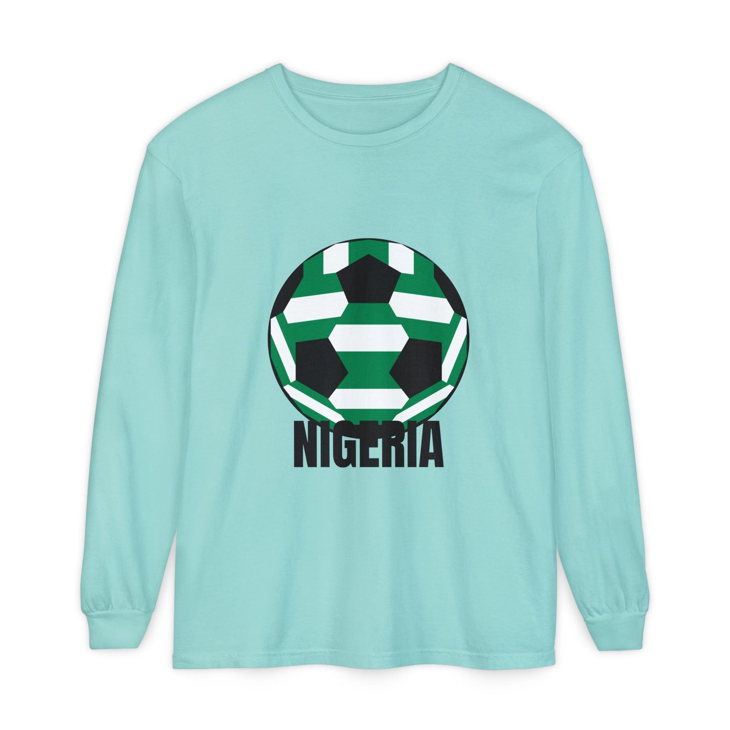 Nigeria Fan Specialty Soccer Ball Design Long Sleeve Shirt