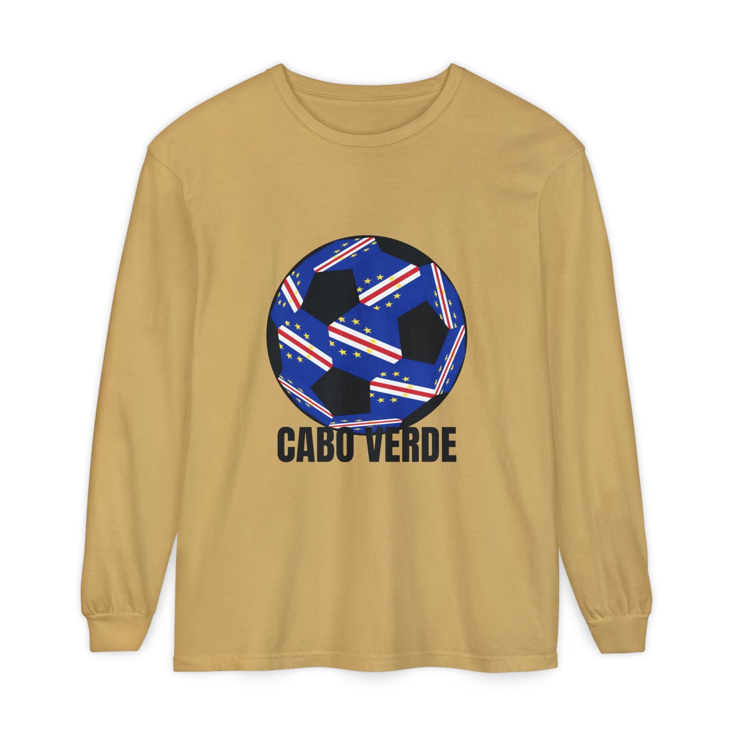 Cabo Verde Fan Specialty Soccer Ball Design Long Sleeve T-Shirt