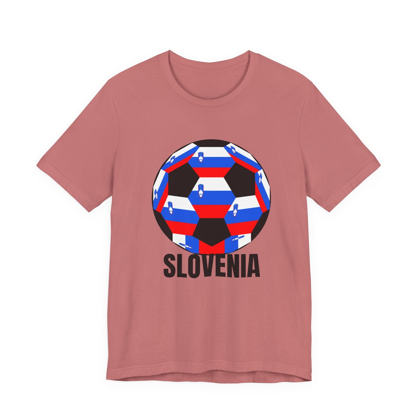 Slovenia Fan Specialty Soccer Ball Design T Shirt Black Text