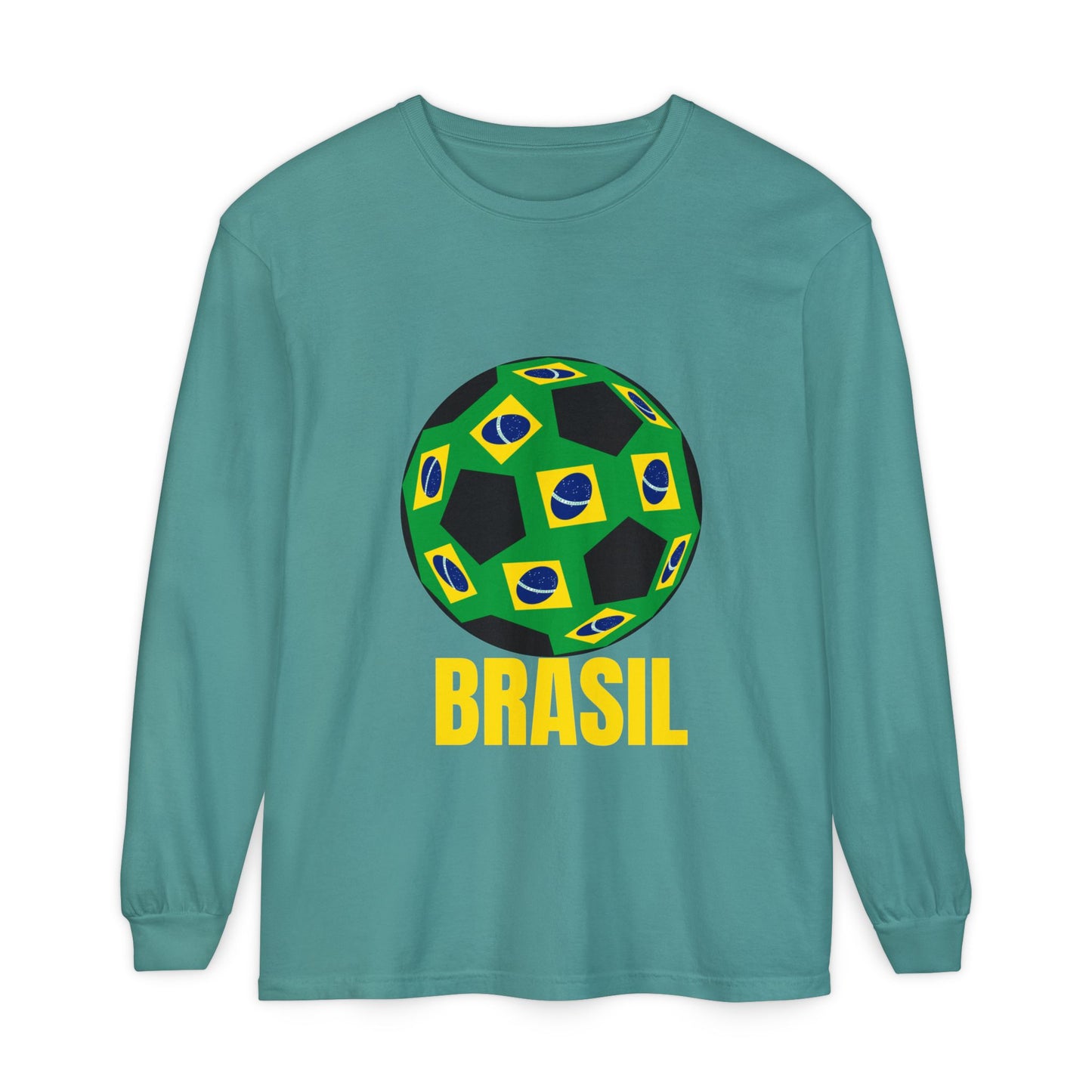 Brasil Fan Specialty Soccer Ball Design Long Sleeve T Shirt