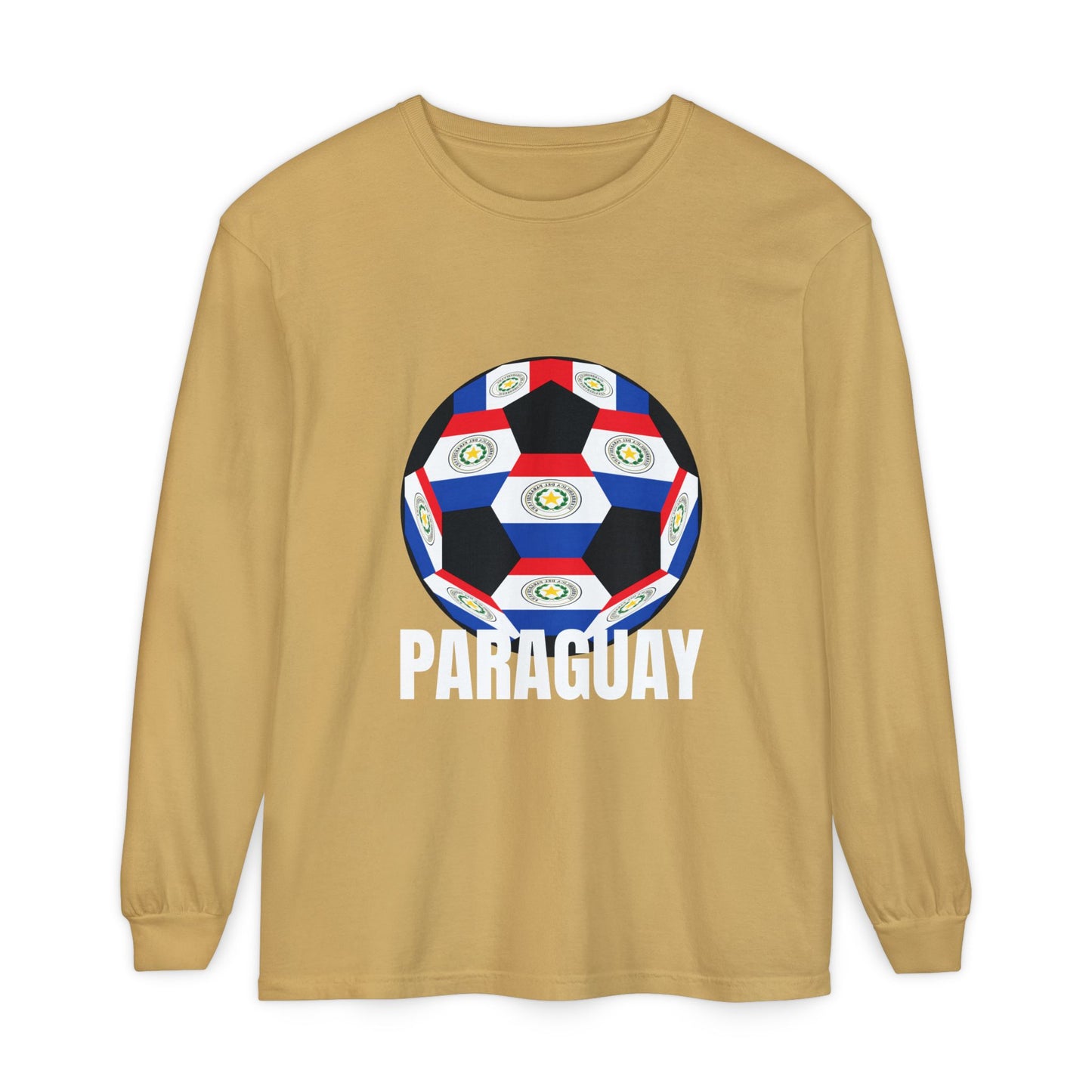 Paraguay Fan Specialty Soccer Ball Design Long Sleeve Tee
