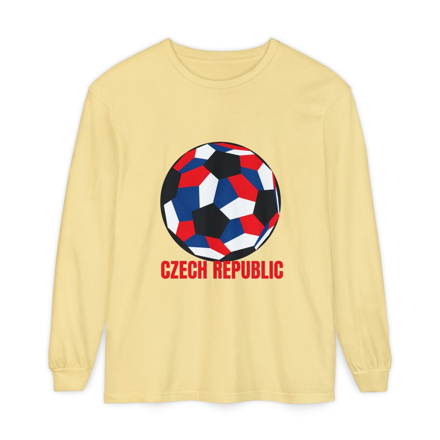 Czech Republic Fan Specialty Soccer Ball Design Long Sleeve Tee