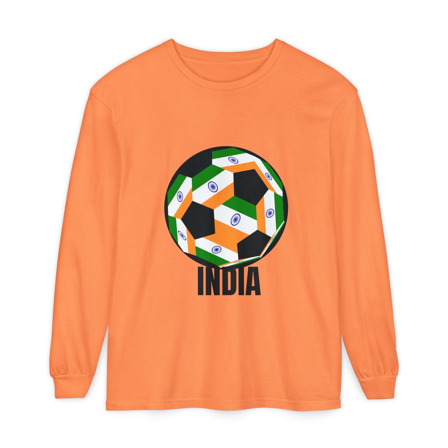 India Fan Specialty Soccer Ball Design Long Sleeve Tee