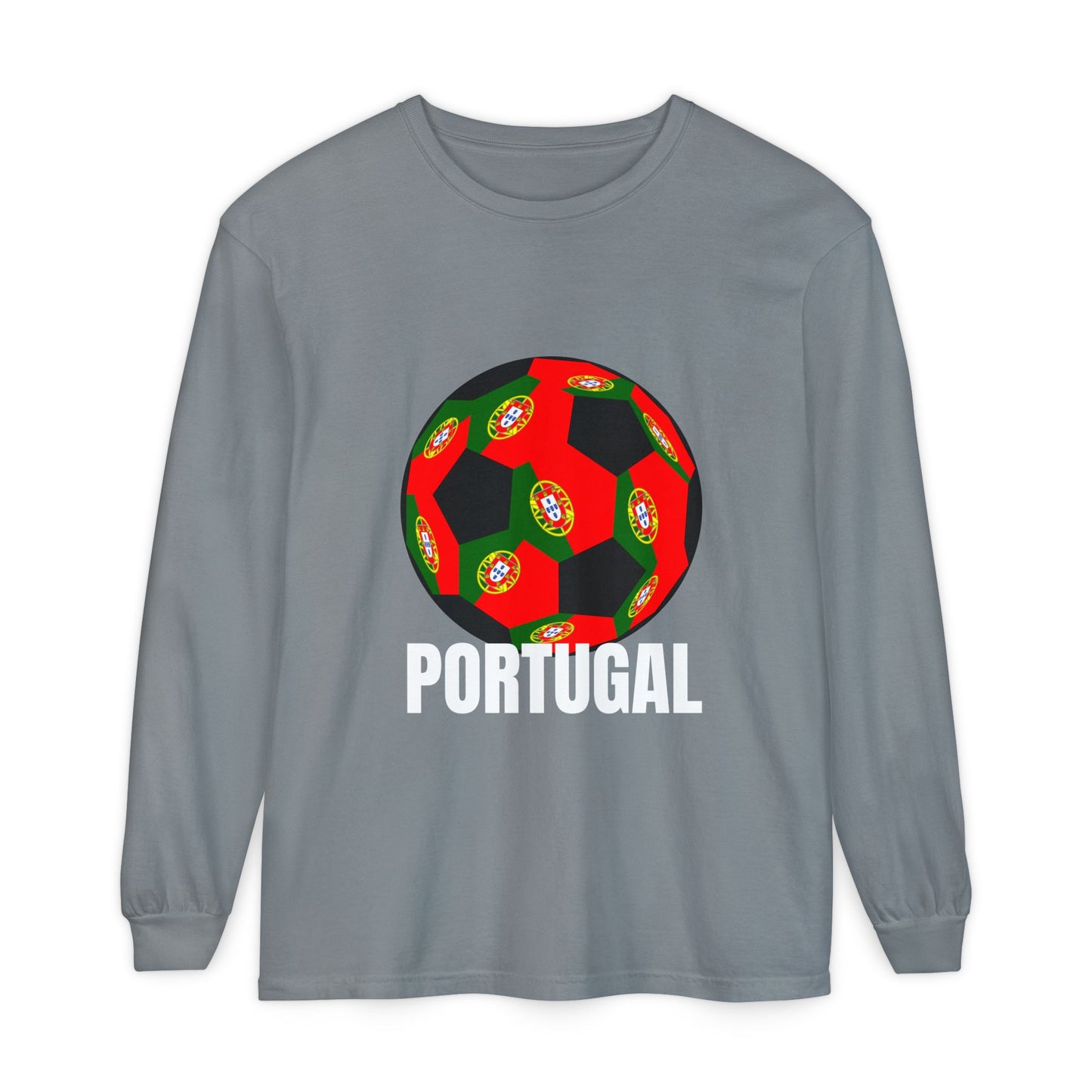 Portugal Fan Specialty Soccer Ball Design Long Sleeve Tee