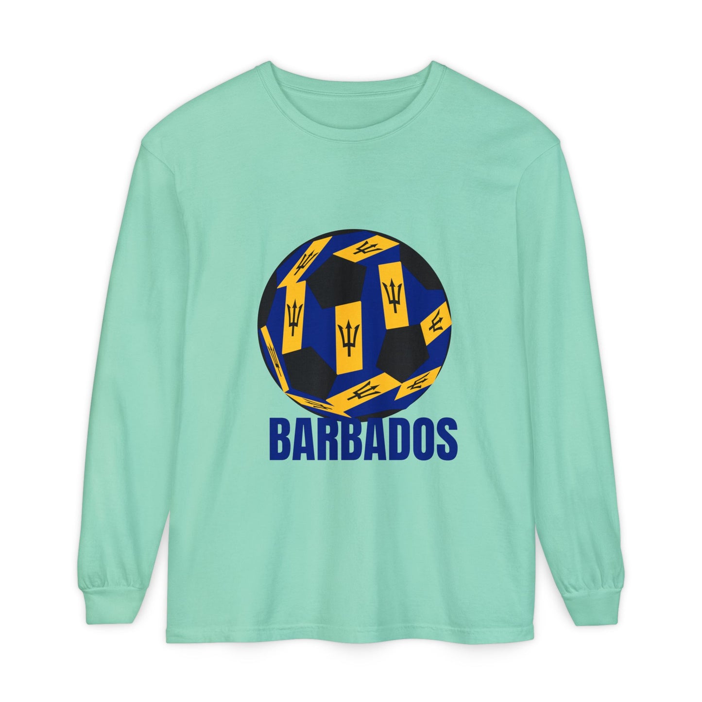 Barbados Fan Specialty Soccer Ball Design Long Sleeve Tee
