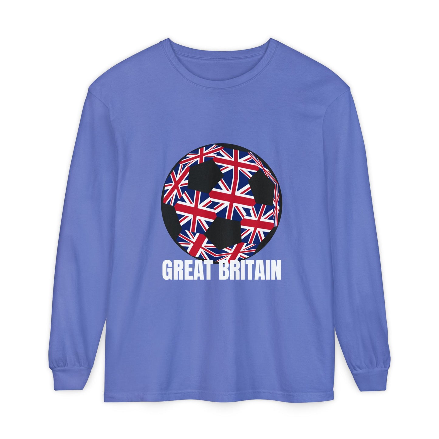 Great Britain Fan Specialty Soccer Ball Design Long Sleeve Tee