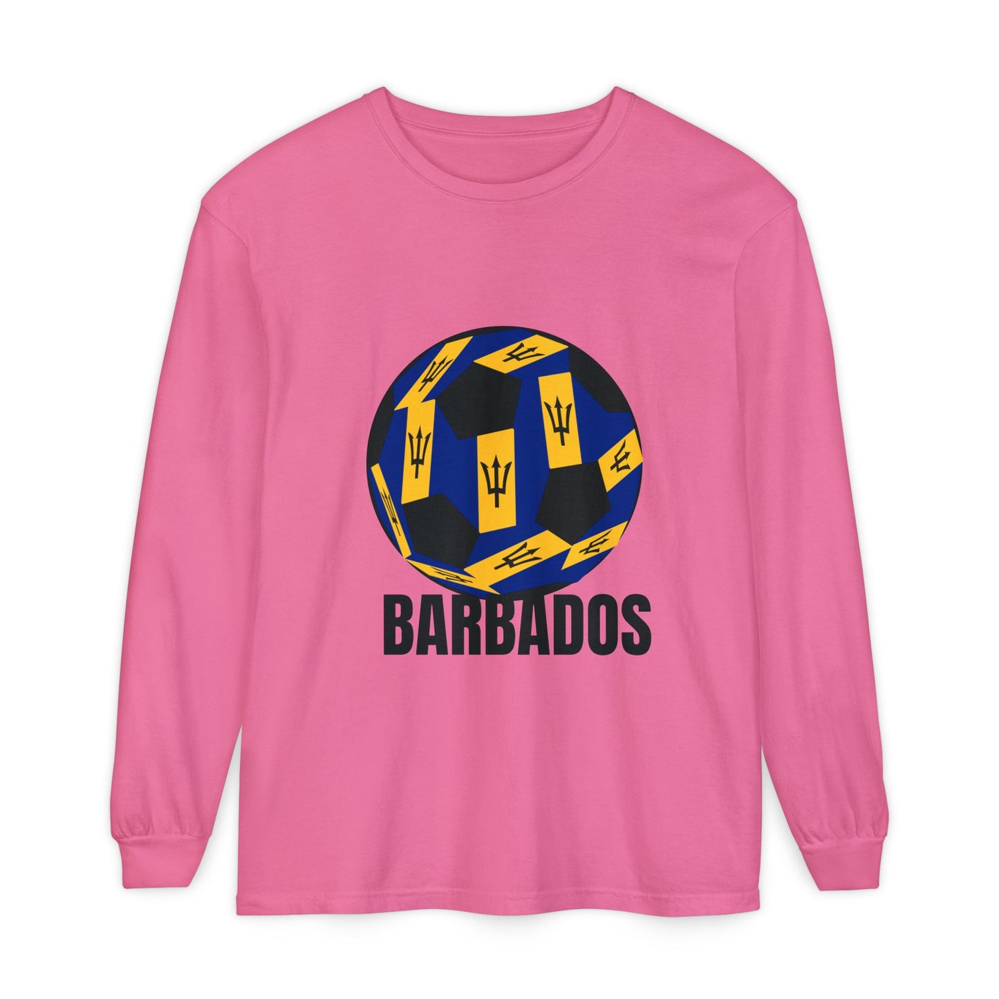 Barbados Fan Specialty Soccer Ball Design Long Sleeve Tee