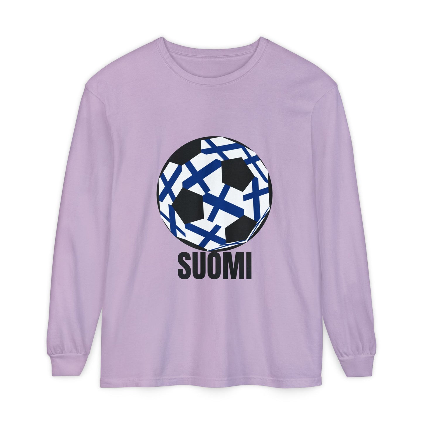 Finland Fan Specialty Soccer Ball Design Long Sleeve T-Shirt