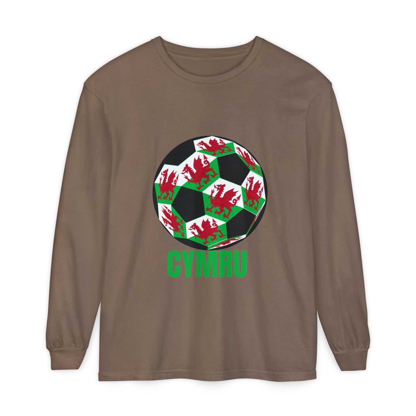 Cymru Fan Specialty Soccer Ball Design Long Sleeve Tee