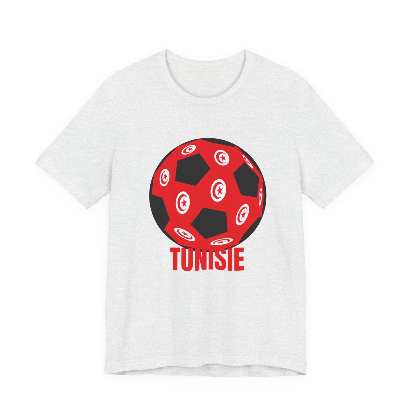 Tunisie Fan Specialty Soccer Ball Design T Shirt Tee Red Text