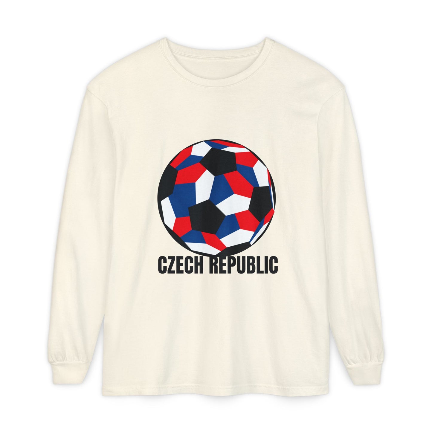 Czech Republic Fan Specialty Soccer Ball Design Long Sleeve Tee