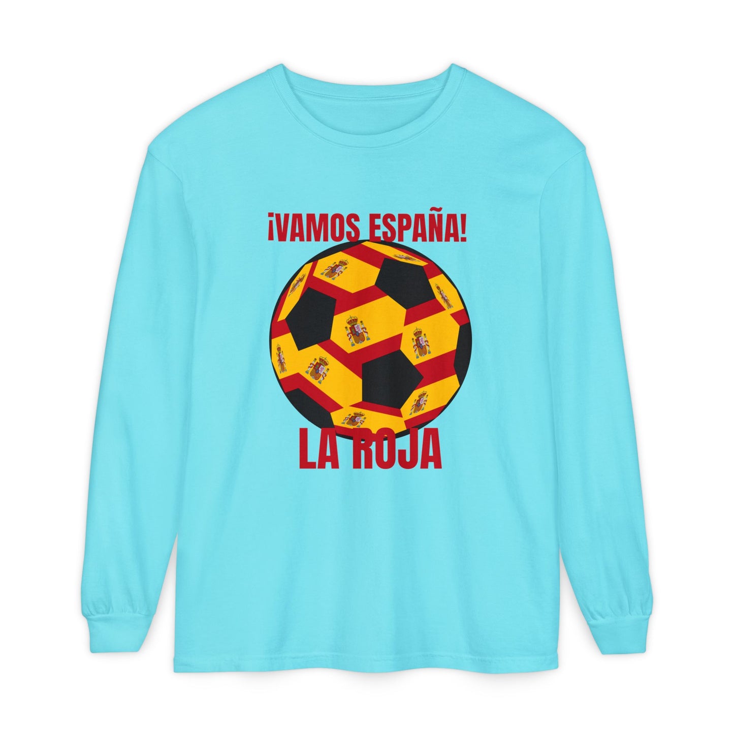 La Roja Soccer Long Sleeve Tee — "¡Vamos España!" Spanish  Fan Shirt Red Text
