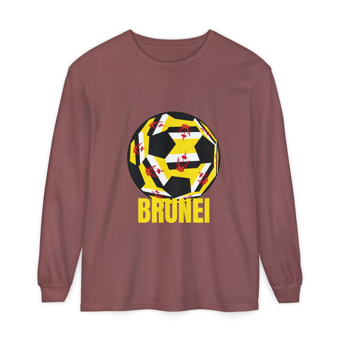 Brunei Fan Specialty Soccer Ball Design  Long Sleeve Tee