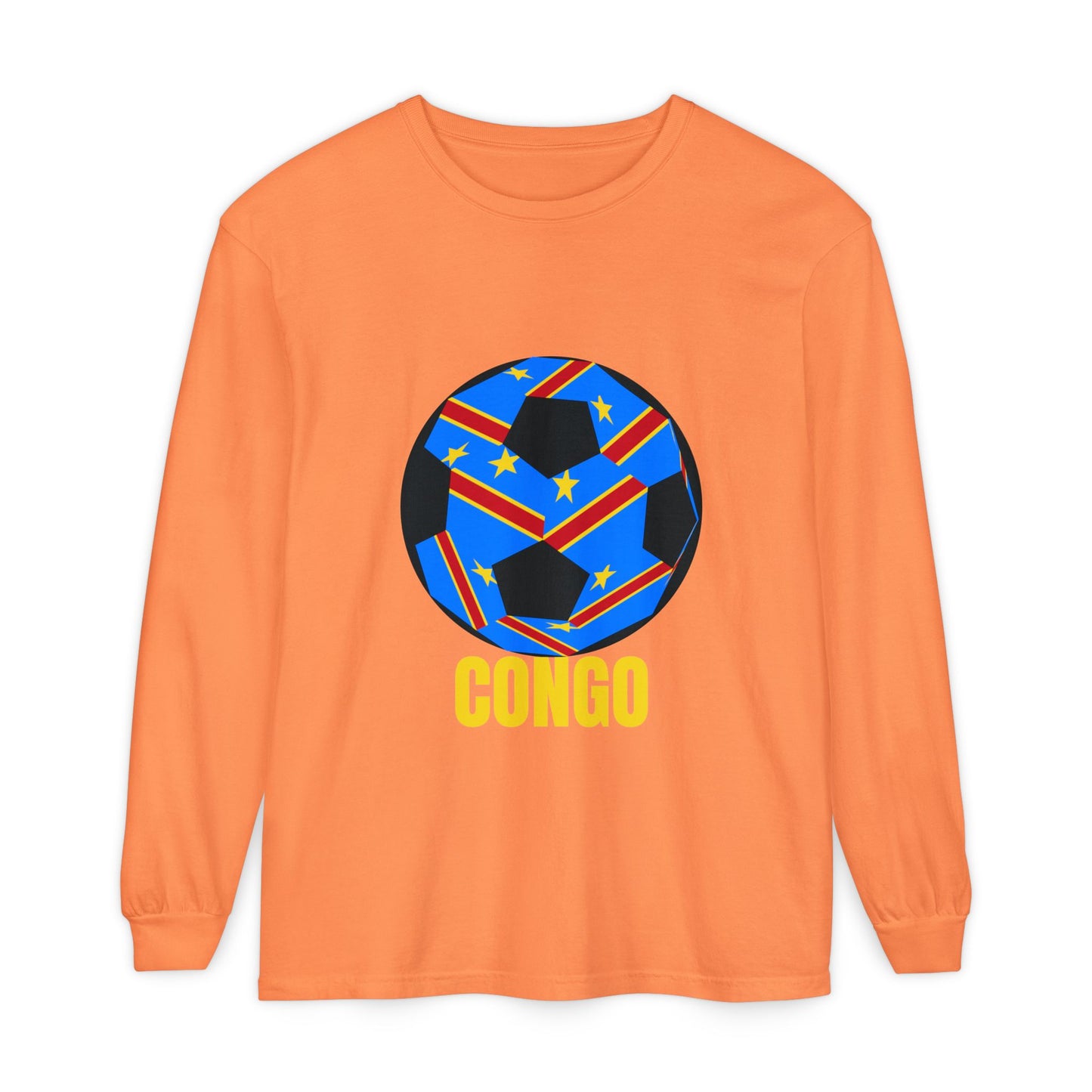 Congo Fan Specialty Soccer Ball Design T Shirt Yellow Text