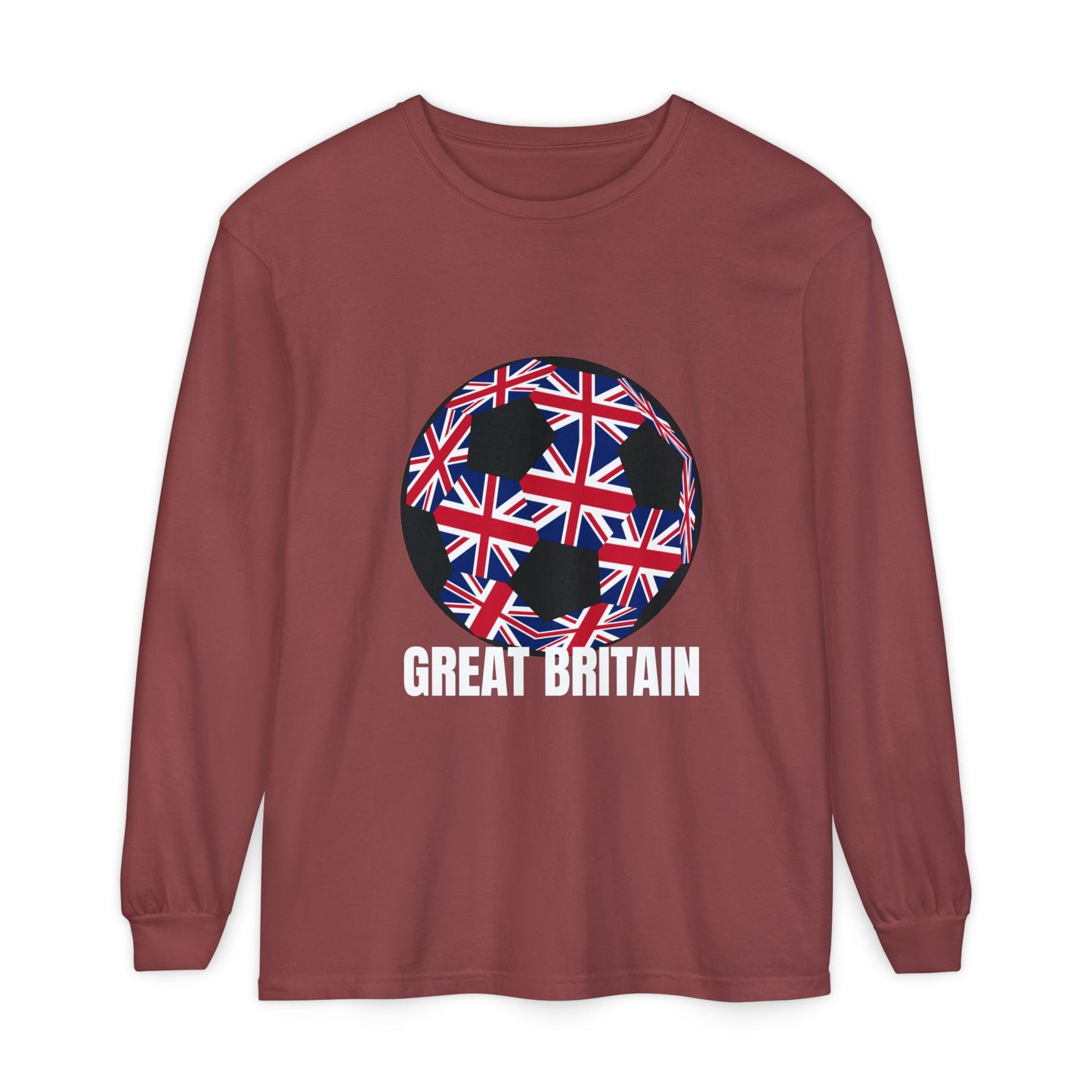 Great Britain Fan Specialty Soccer Ball Design Long Sleeve Tee