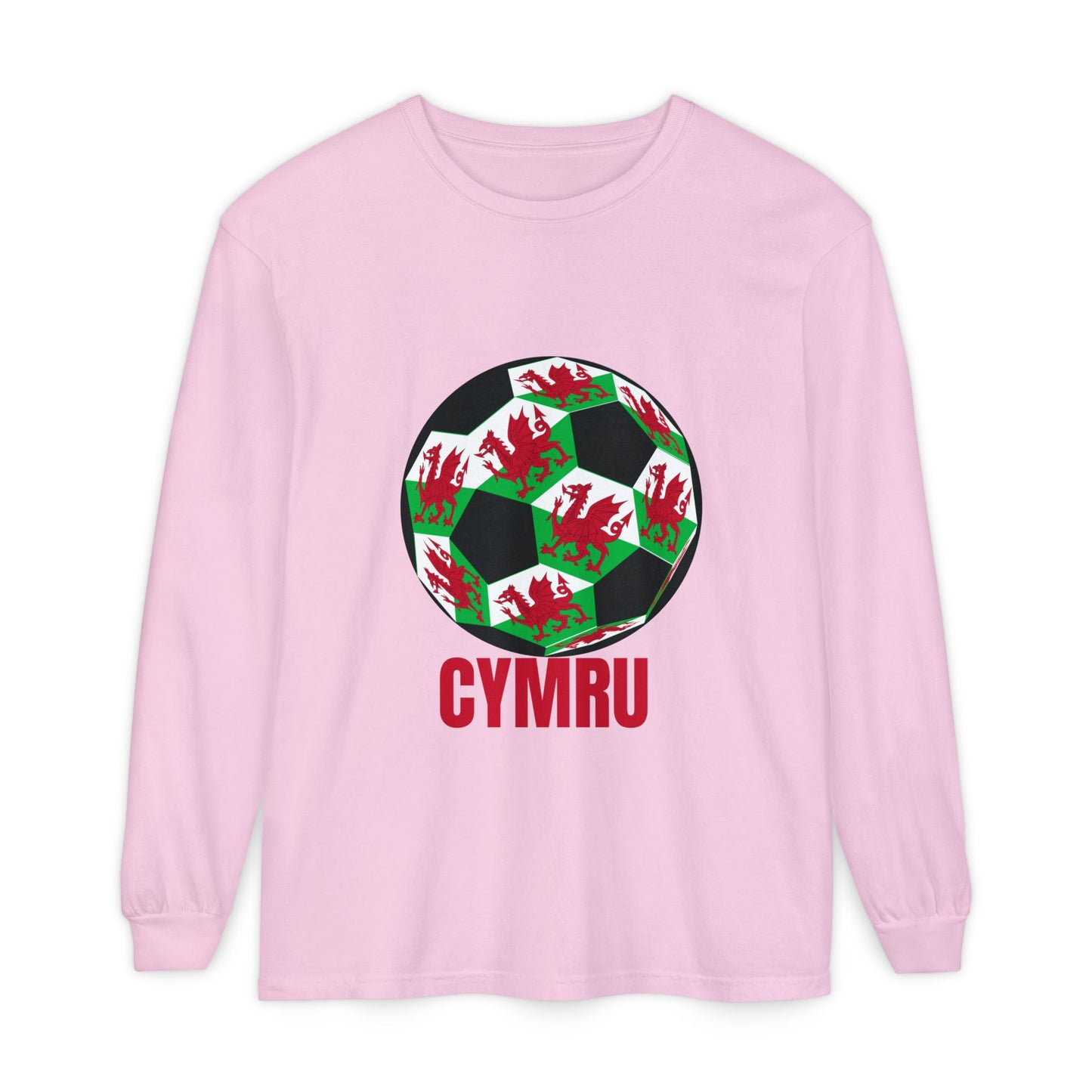 Cymru Fan Specialty Soccer Ball Design Long Sleeve Tee