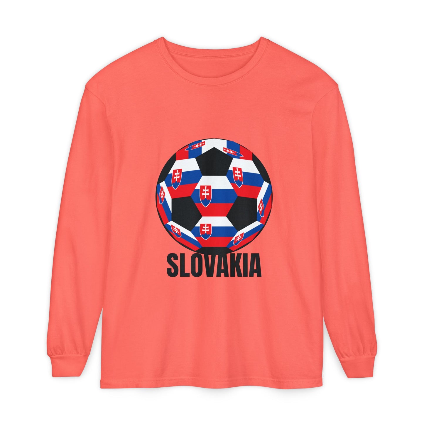 Slovakia Fan Specialty Soccer Ball Design T Shirt Long Sleeve T‑Shirt