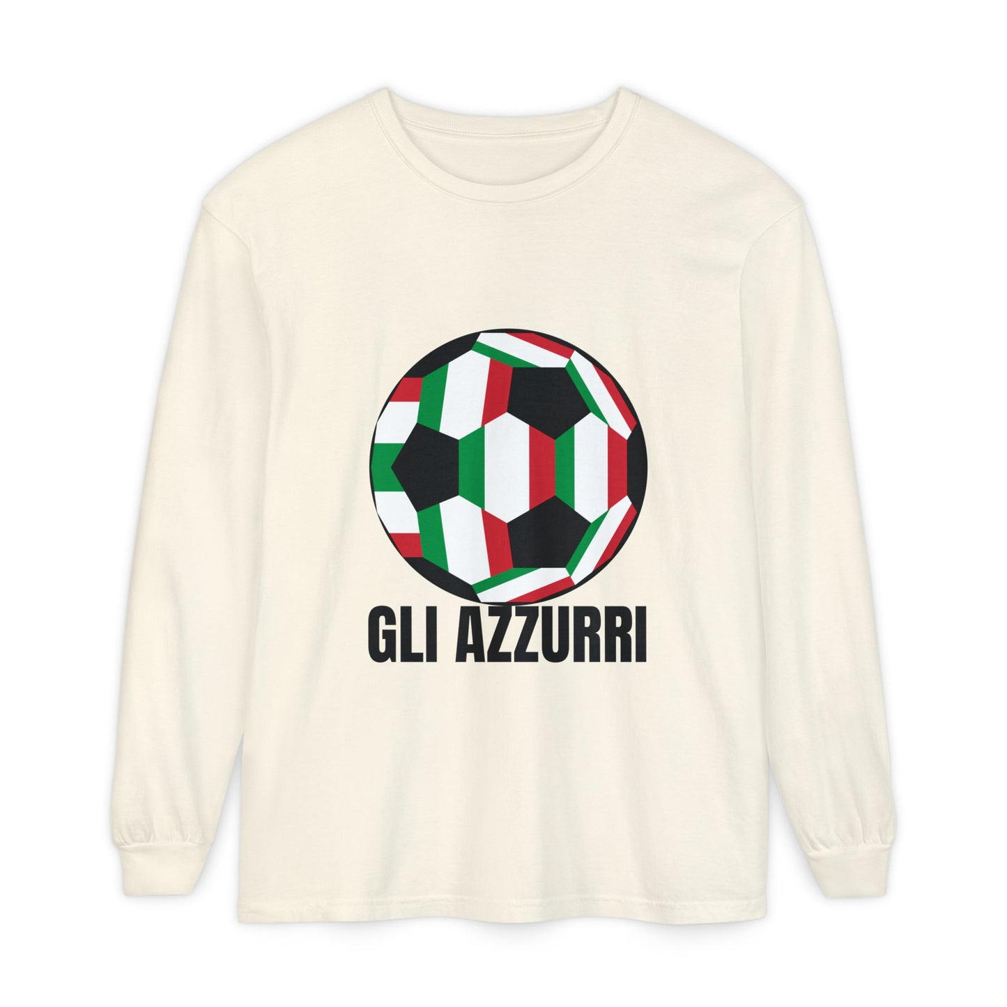Gli Azzurri Fan Specialty Soccer Ball Design Long Sleeve Tee