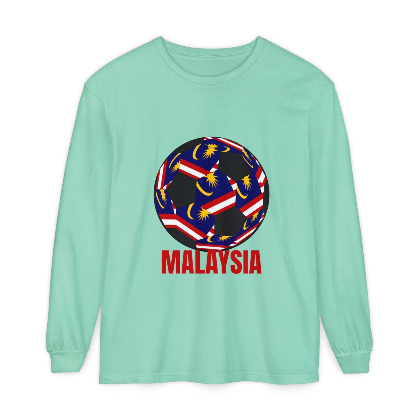 Malaysia Fan Specialty Soccer Ball Design Long Sleeve T-Shirt