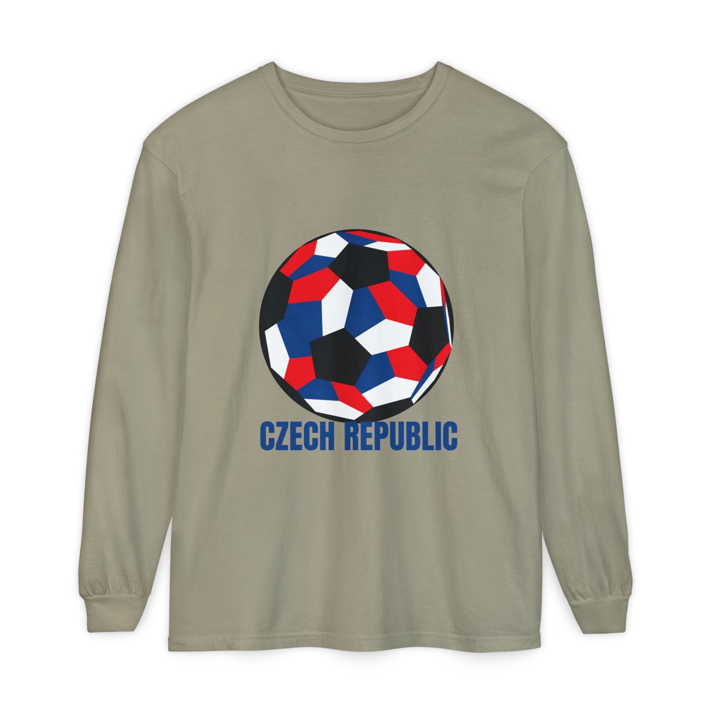 Czech Republic Fan Specialty Soccer Ball Design Long Sleeve T-Shirt