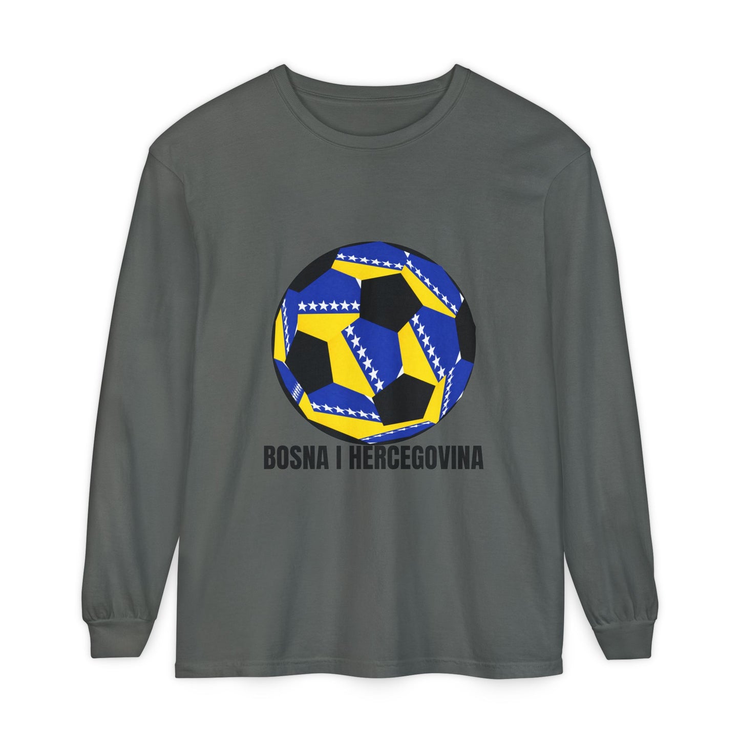 Bosnia Herzegovina Fan Specialty Soccer Ball Design Long Sleeve Tee