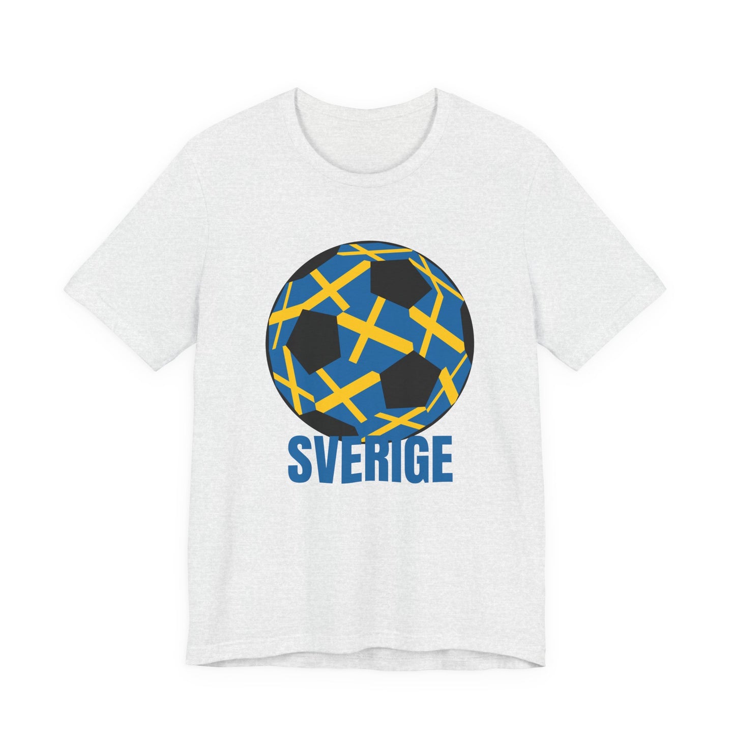 Sverige Fan Specialty Soccer Ball Design T Shirt Blue Text