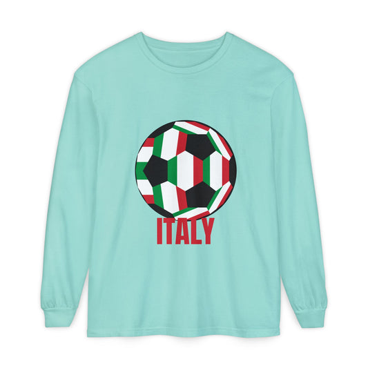 Italy Fan Specialty Soccer Ball Design Long Sleeve T-Shirt