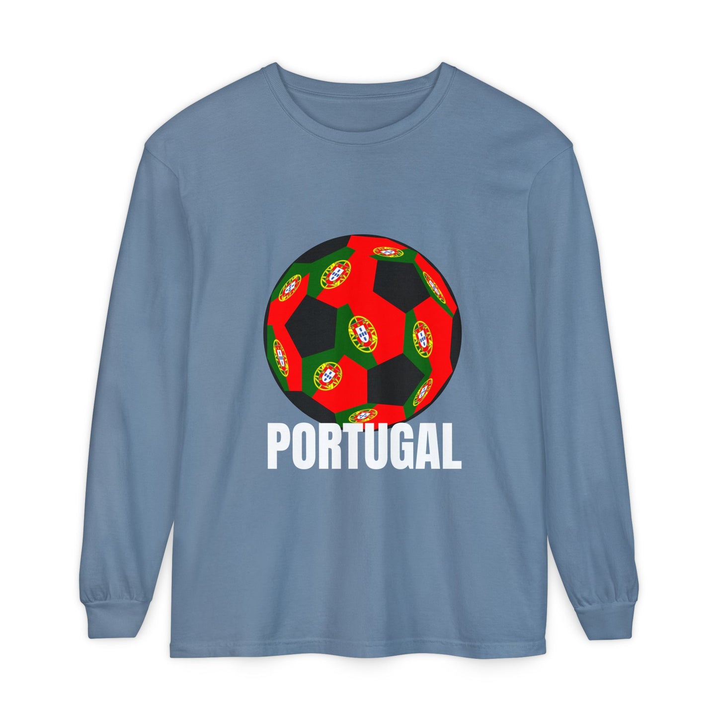 Portugal Fan Specialty Soccer Ball Design Long Sleeve Tee